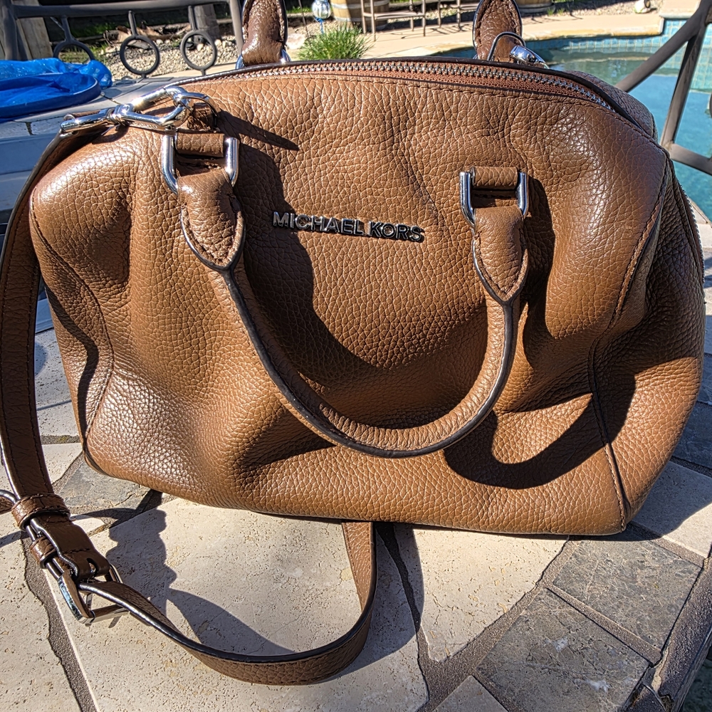 Michael Kors Cognac Pebbled Leather Satchel